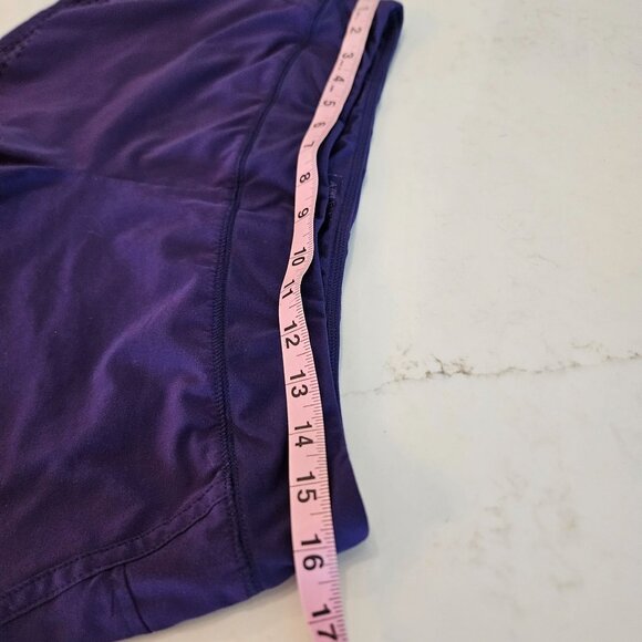 Athleta Laser Cutout Hem Purple 3 inch Shorts With Lining, Size Medium - Picture 9 of 10